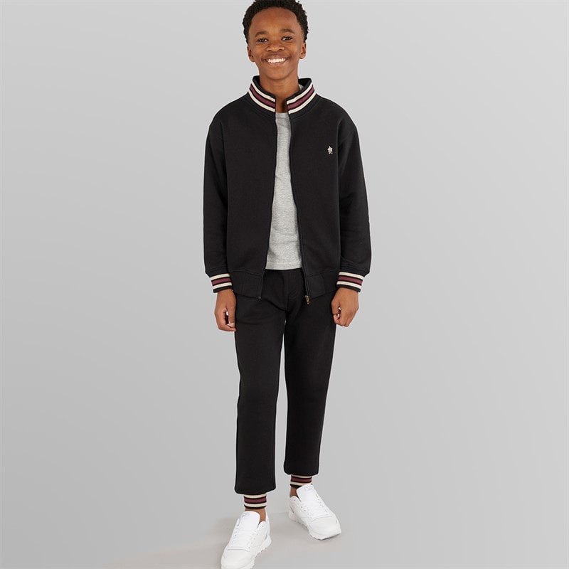 French Connection Boys Lane Zip Sweatshirt And Joggers Tracksuit Black - Image 1