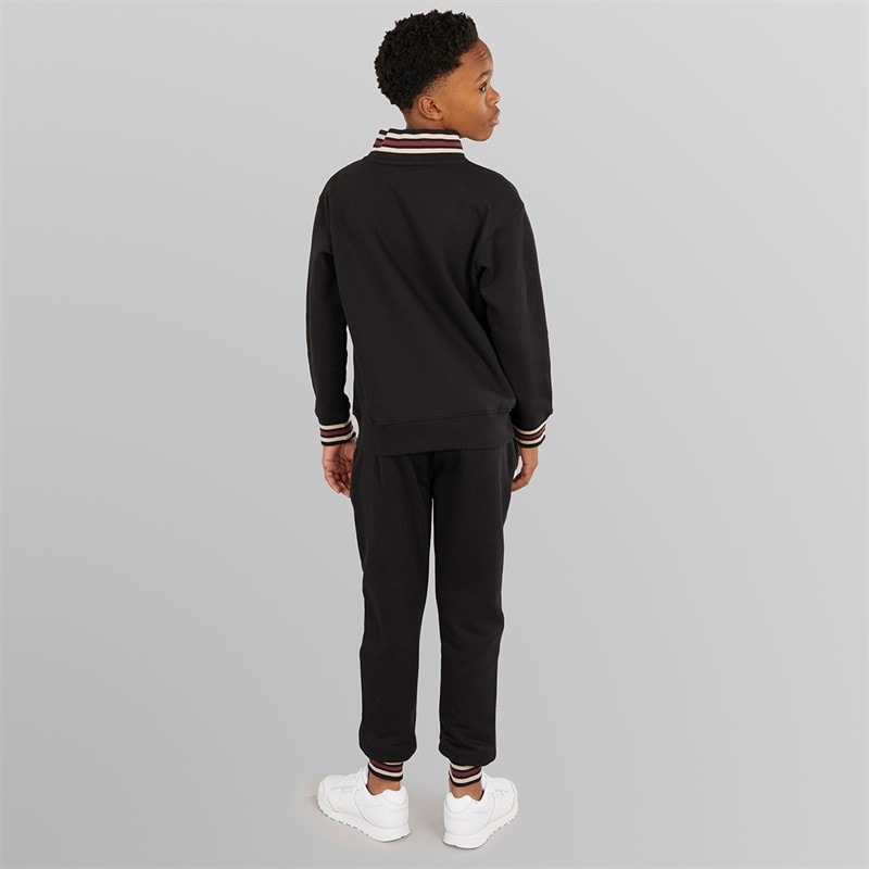 French Connection Boys Lane Zip Sweatshirt And Joggers Tracksuit Black - Image 2