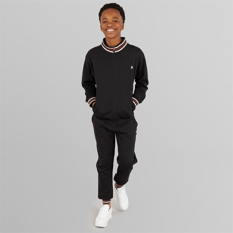 French Connection Boys Lane Zip Sweatshirt And Joggers Tracksuit Black - Image 3