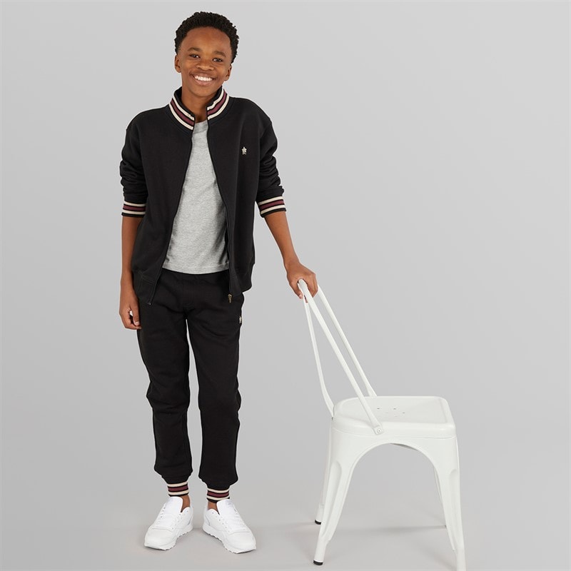 French Connection Boys Lane Zip Sweatshirt And Joggers Tracksuit Black - Image 4