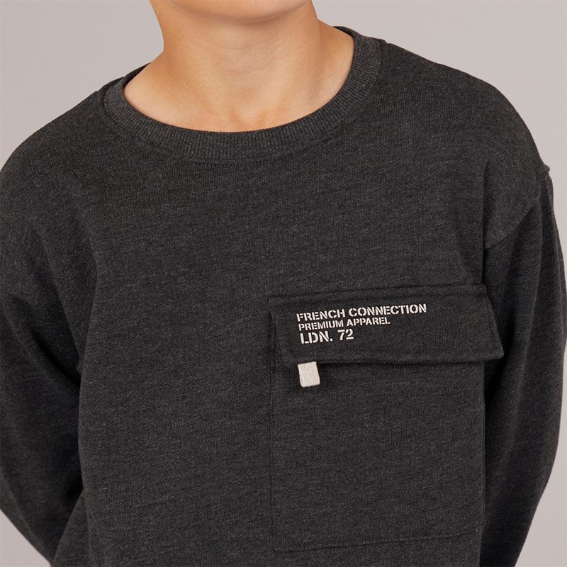 French Connection Boys Zone Crew Sweatshirt And Cargo Pants Set Charcoal/Stone - Image 3