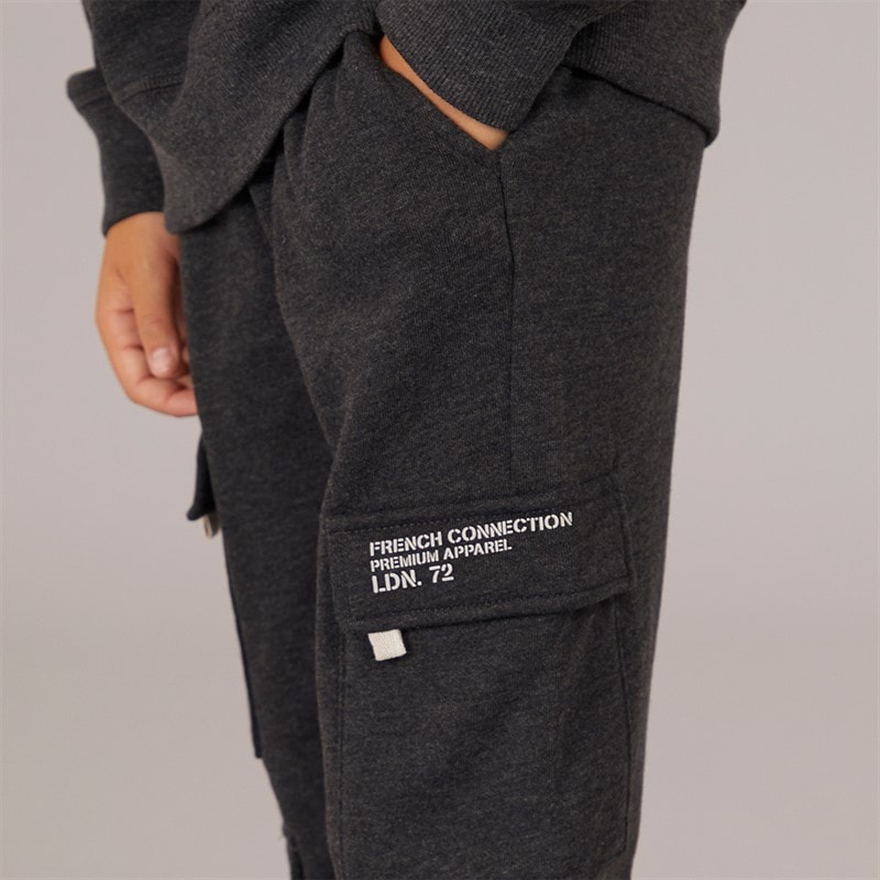 French Connection Boys Zone Crew Sweatshirt And Cargo Pants Set Charcoal/Stone - Image 4