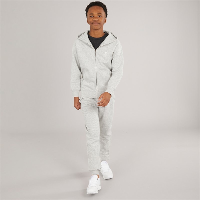 French Connection Boys Zip Hoodie And Joggers Tracksuit Light Grey Mel - Image 3