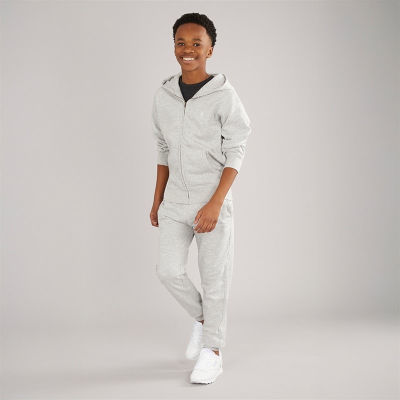 French Connection Boys Zip Hoodie And Joggers Tracksuit Light Grey Mel - Image 4