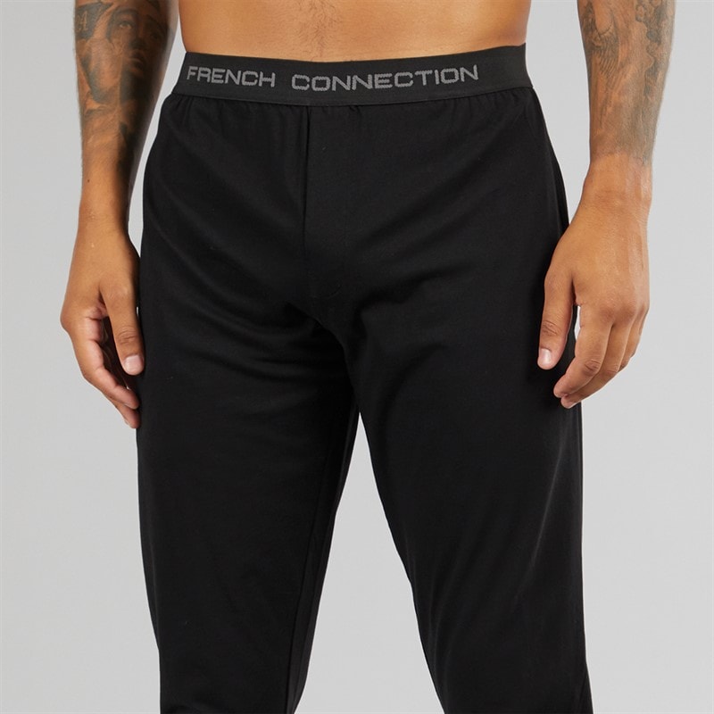 French Connection Mens FC Joggers And T-Shirt Lounge Set Black - Image 3