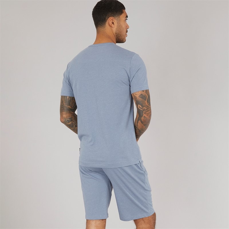 French Connection Mens FC Shorts And Crew Co-Ord Light Blue Melange - Image 2