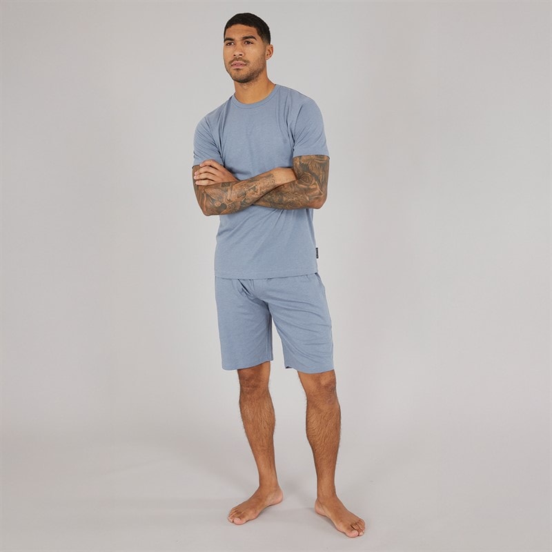 French Connection Mens FC Shorts And Crew Co-Ord Light Blue Melange - Image 4