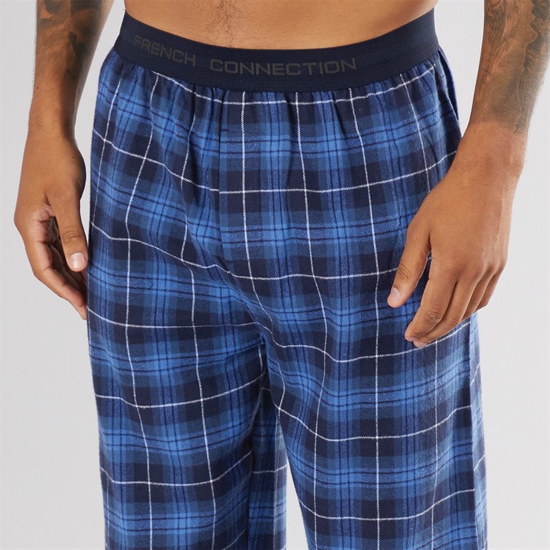 French Connection Mens FC Flannel Pants Multi Blue - Image 3