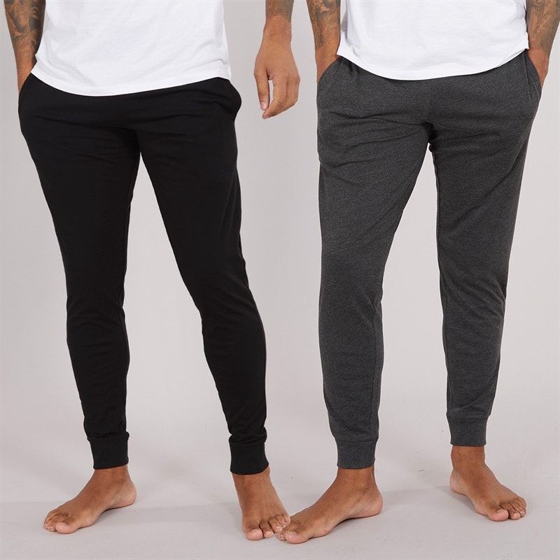 French Connection Mens Two Pack FC Lounge Joggers Black/Charcoal Melange - Image 1