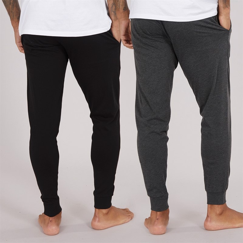 French Connection Mens Two Pack FC Lounge Joggers Black/Charcoal Melange - Image 2