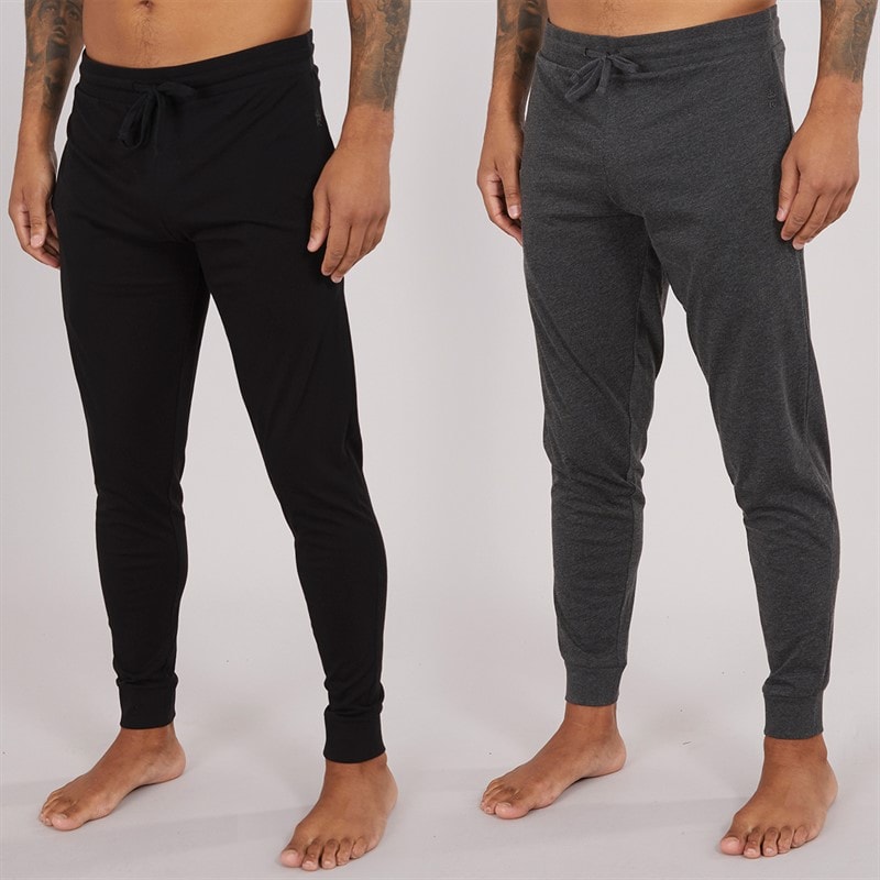 French Connection Mens Two Pack FC Lounge Joggers Black/Charcoal Melange - Image 3