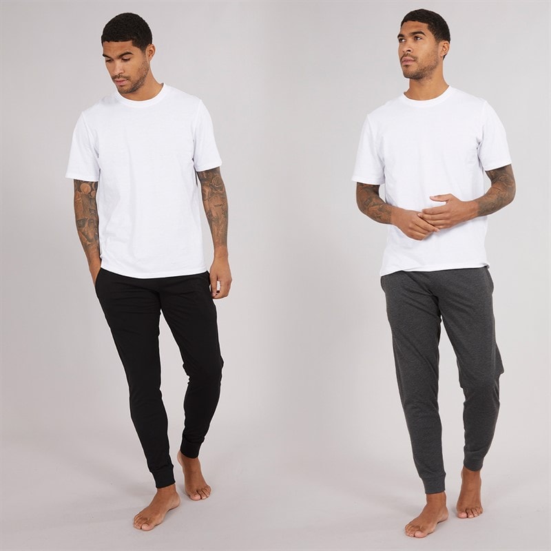 French Connection Mens Two Pack FC Lounge Joggers Black/Charcoal Melange - Image 4