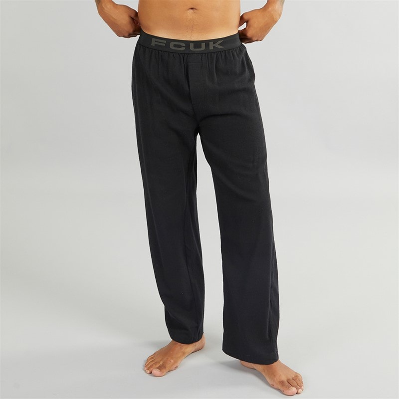 French Connection Mens FCUK Plain Flannel Pants Black - Image 3