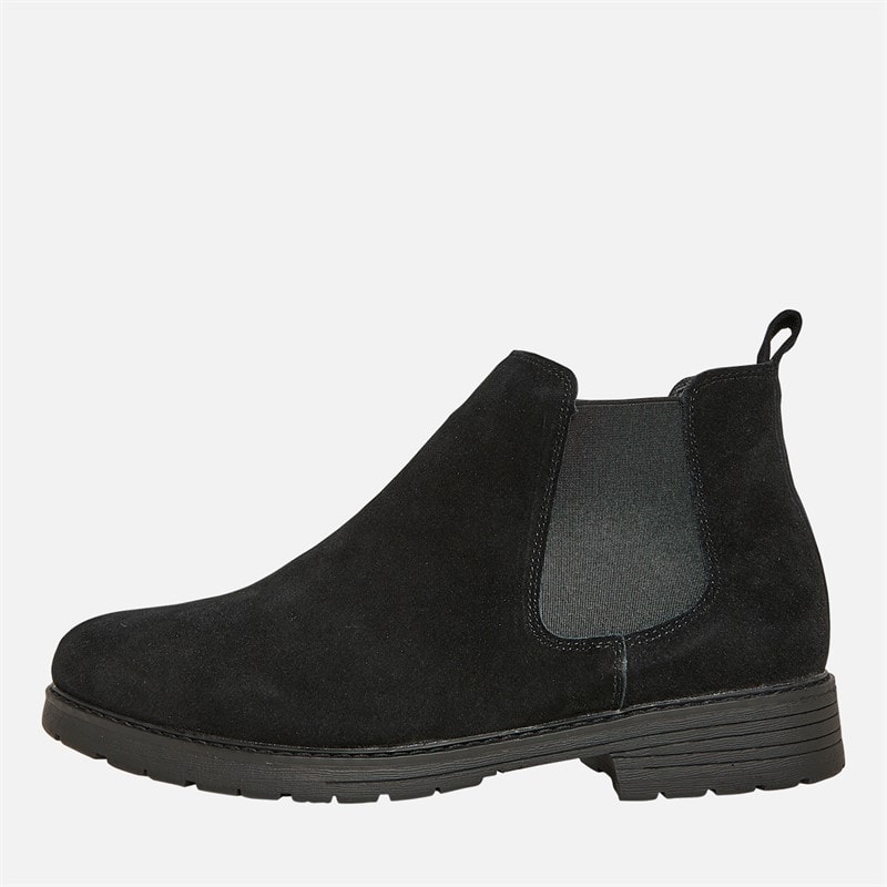 French Connection Mens FC Suede Cleated Chelsea Boots Black Suede