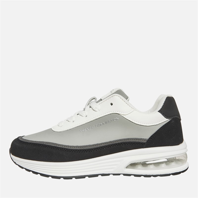 French Connection Junior Boys Suede Block Trainers White/Black
