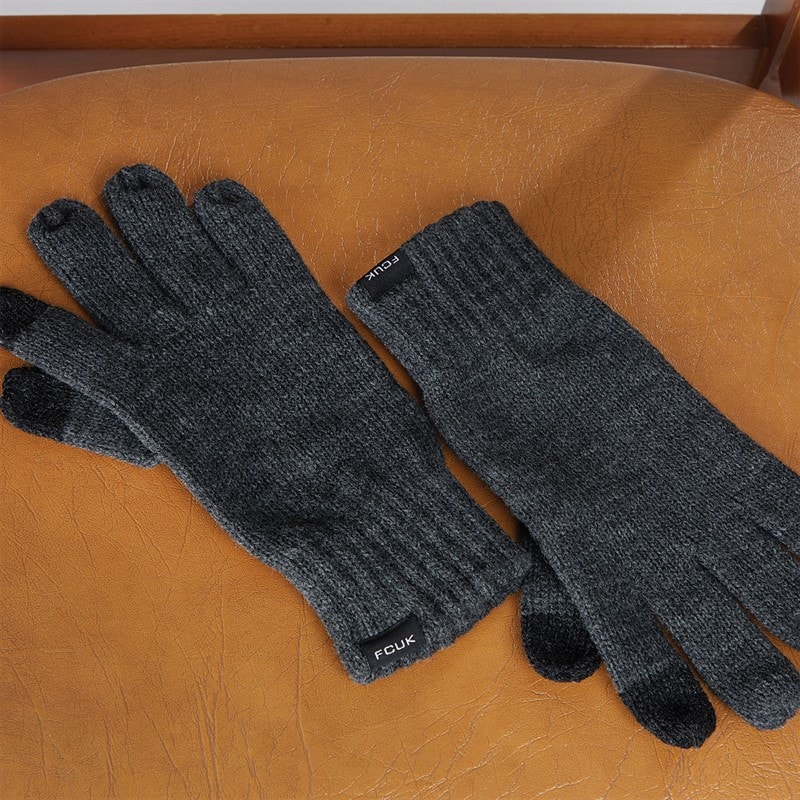 French Connection Mens Touchscreen Gloves Charcoal - Image 2