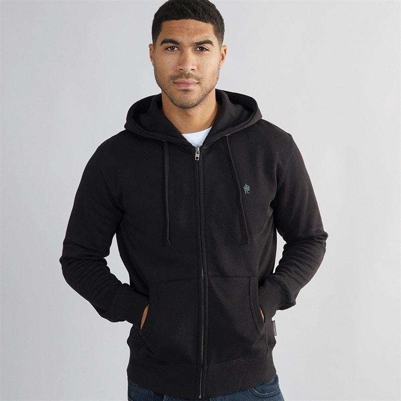 French Connection Mens Zip Hoodie Black/Gunmetal - Image 3