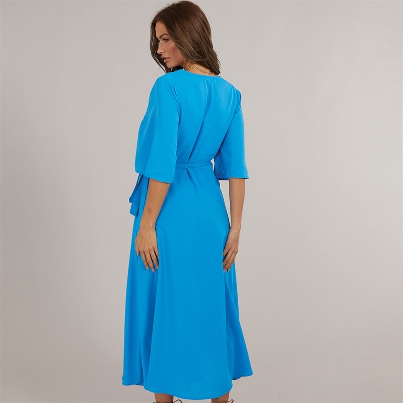French Connection Womens Wrap Angel L Dress Bright Blue - Image 2