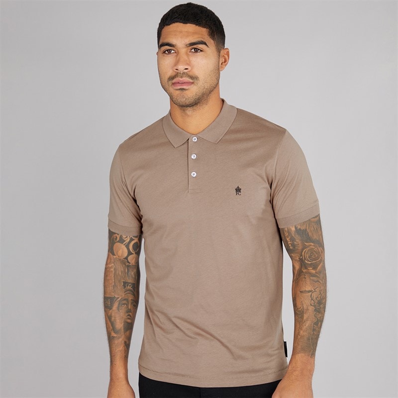 French Connection Mens Jersey Polo Shirt Mink - Image 1