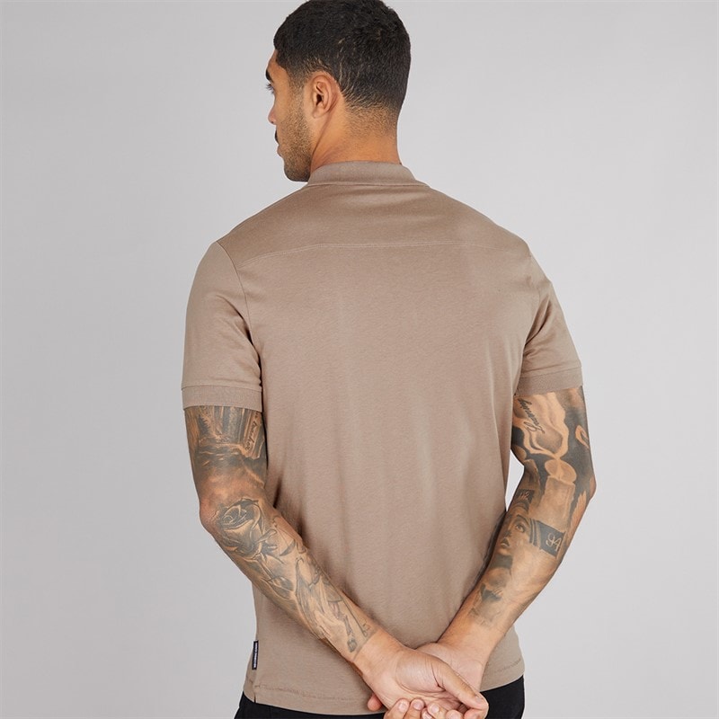 French Connection Mens Jersey Polo Shirt Mink - Image 2