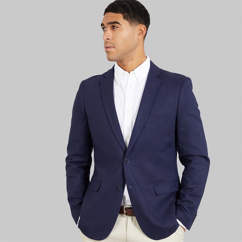 French Connection Mens Linen Blazer Marine - Image 3