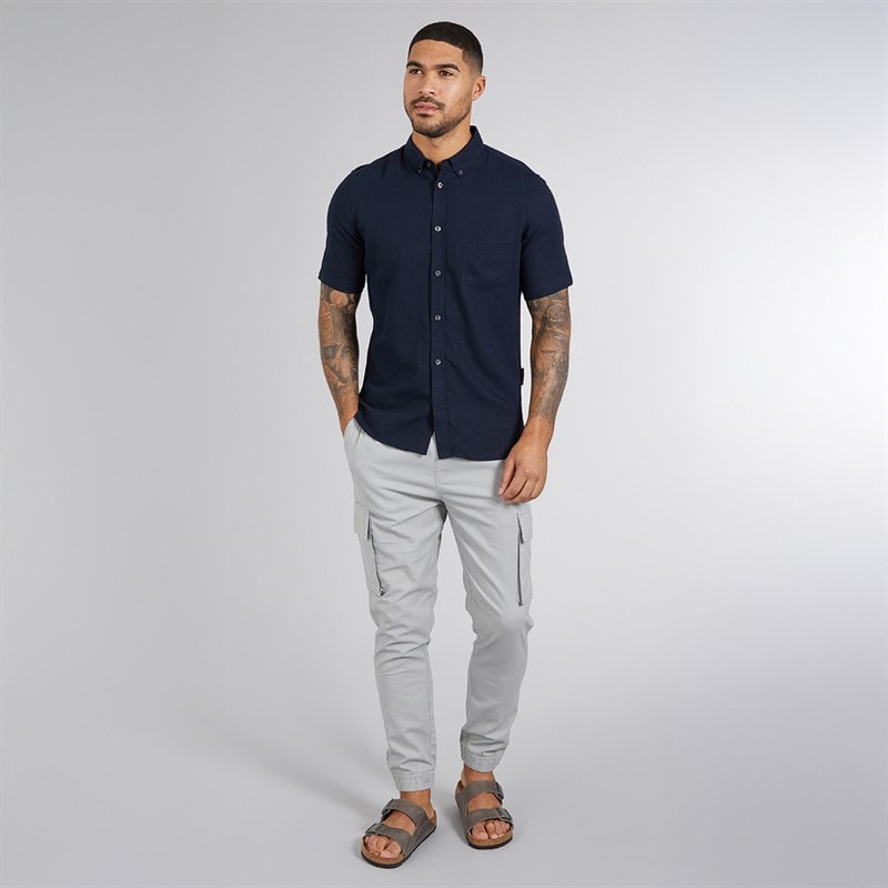 French Connection Mens Linen Cargos Light Grey - Image 4