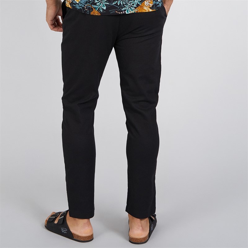 French Connection Mens Drawstring Linen Trousers Black - Image 3