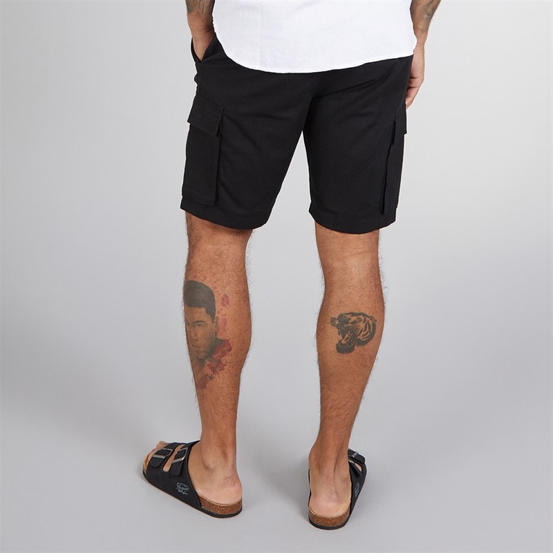 French Connection Mens Cargo Linen Shorts Black - Image 2