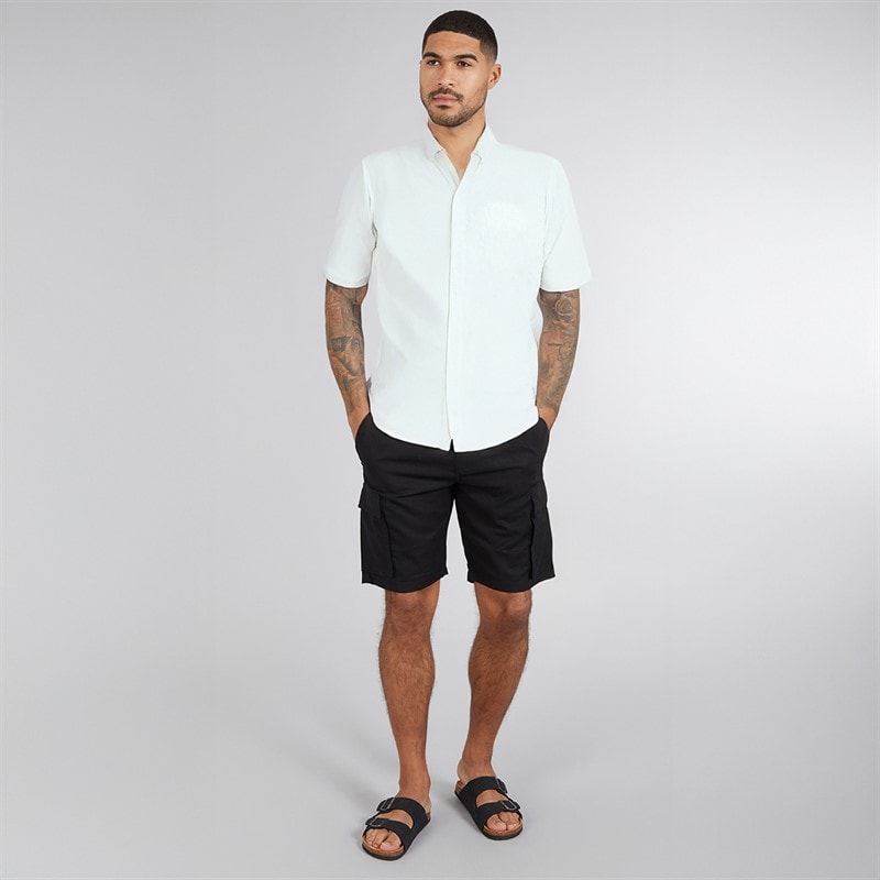 French Connection Mens Cargo Linen Shorts Black - Image 3