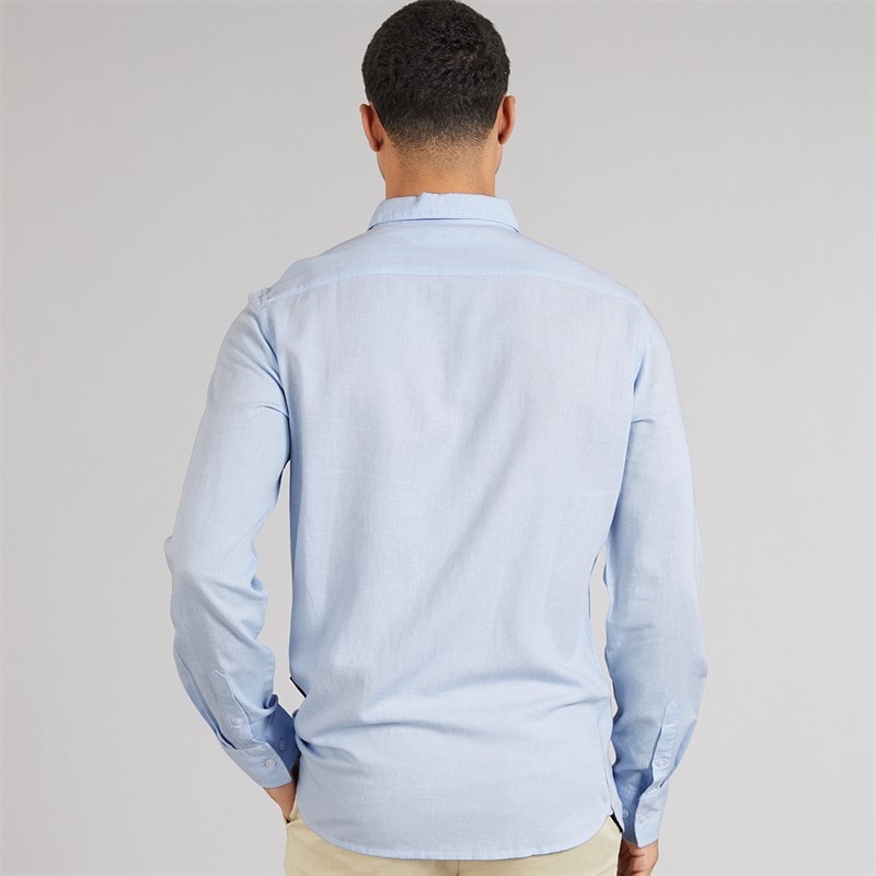 French Connection Mens Long Sleeve Linen Shirt Soft Blue - Image 2