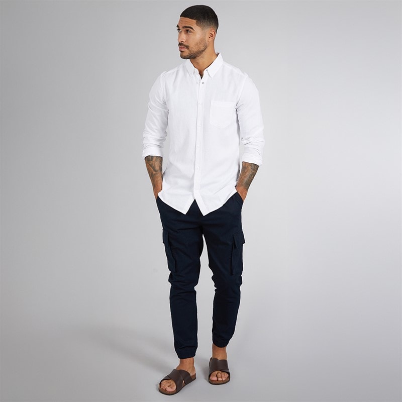 French Connection Mens Linen Cargos Marine - Image 3
