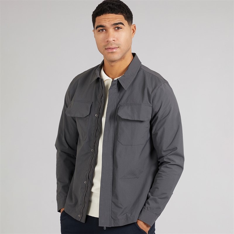 French Connection Mens Tech Overshirt Charcoal - Image 3