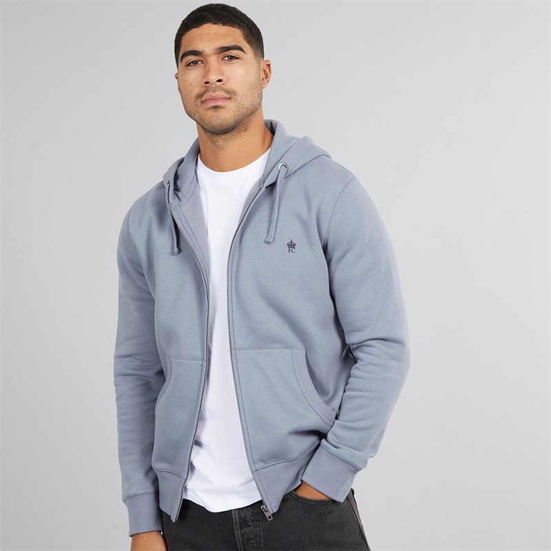 French Connection Mens FC Zip Hoodie Light Blue/Marine Lgt Blue/Marine - Image 1