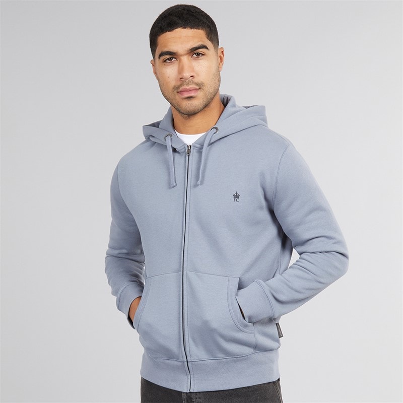 French Connection Mens FC Zip Hoodie Light Blue/Marine Lgt Blue/Marine - Image 3