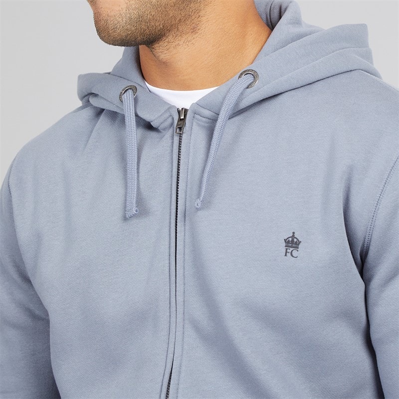 French Connection Mens FC Zip Hoodie Light Blue/Marine Lgt Blue/Marine - Image 5