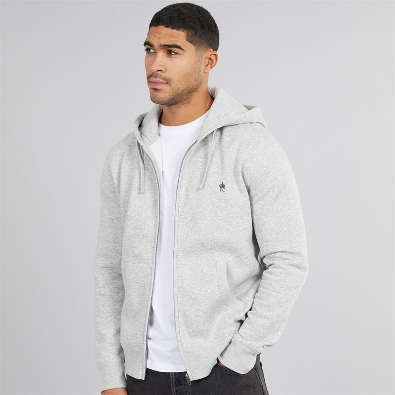 French Connection Mens FC Zip Hoodie Light Grey Mel/Marine Lgt Grey Mel/Marine - Image 1