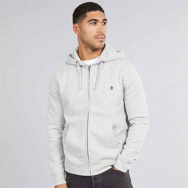 French Connection Mens FC Zip Hoodie Light Grey Mel/Marine Lgt Grey Mel/Marine - Image 3