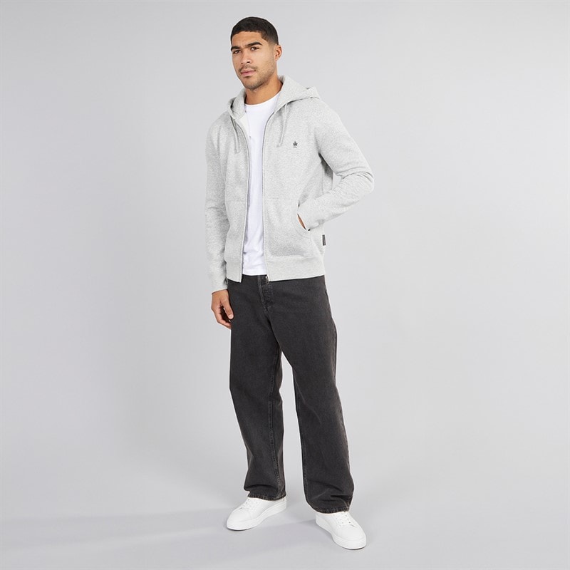 French Connection Mens FC Zip Hoodie Light Grey Mel/Marine Lgt Grey Mel/Marine - Image 4
