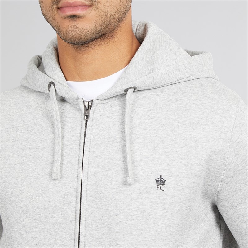 French Connection Mens FC Zip Hoodie Light Grey Mel/Marine Lgt Grey Mel/Marine - Image 5