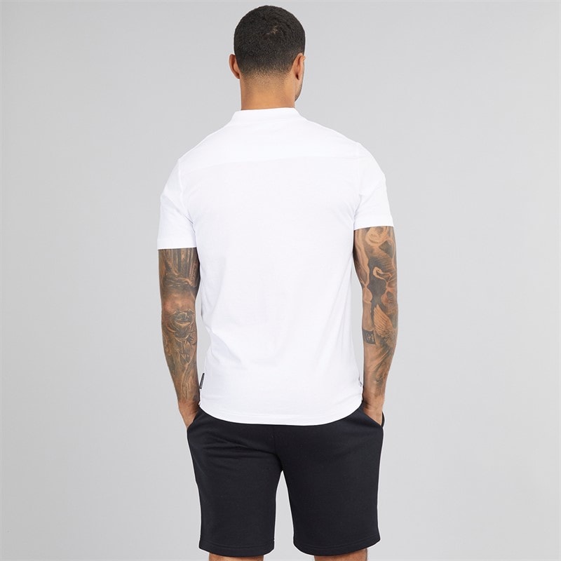 French Connection Mens Jersey Trophy Polo Shirt And Shorts Set Multi 1 - Polo White/Short Marine - Image 2