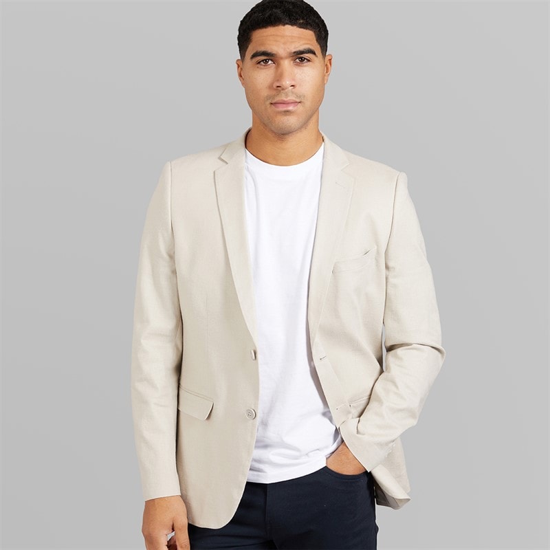 French Connection Mens Linen Blazer Stone - Image 3