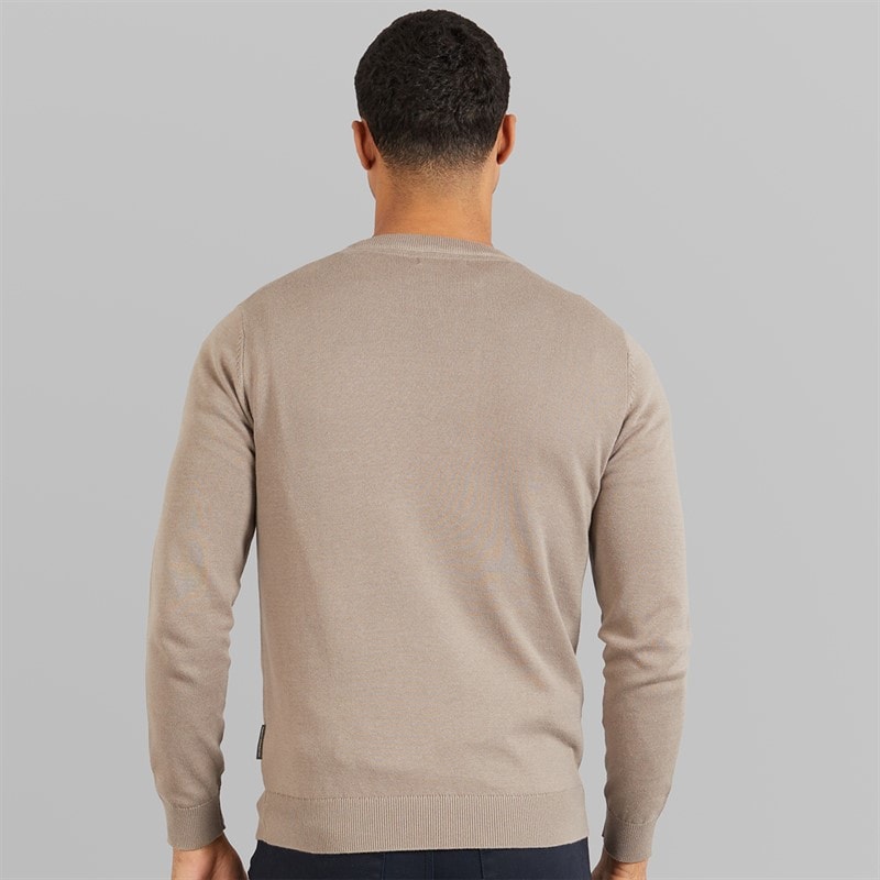 French Connection Mens Cotton Crew Neck Jumper Mink - Image 2