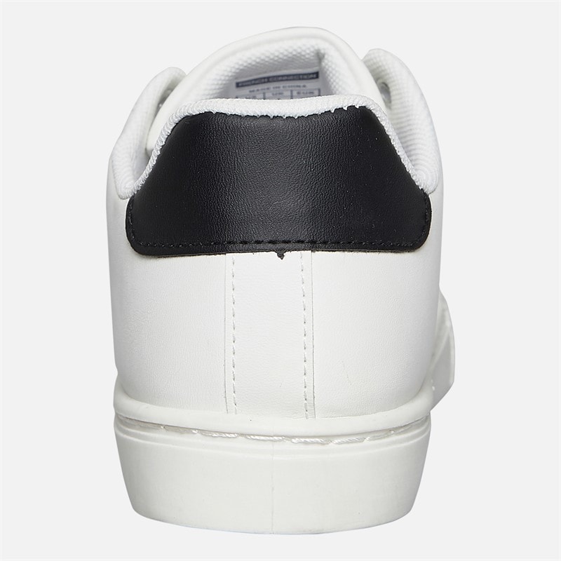 French Connection Boys Junior Contrast Heel Tennis Trainers White/Black/White Sole - Image 3