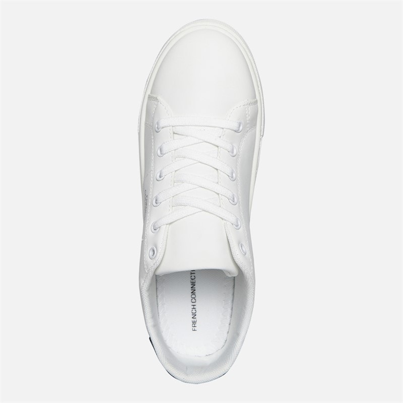 French Connection Boys Junior Contrast Heel Tennis Trainers White/Black/White Sole - Image 4