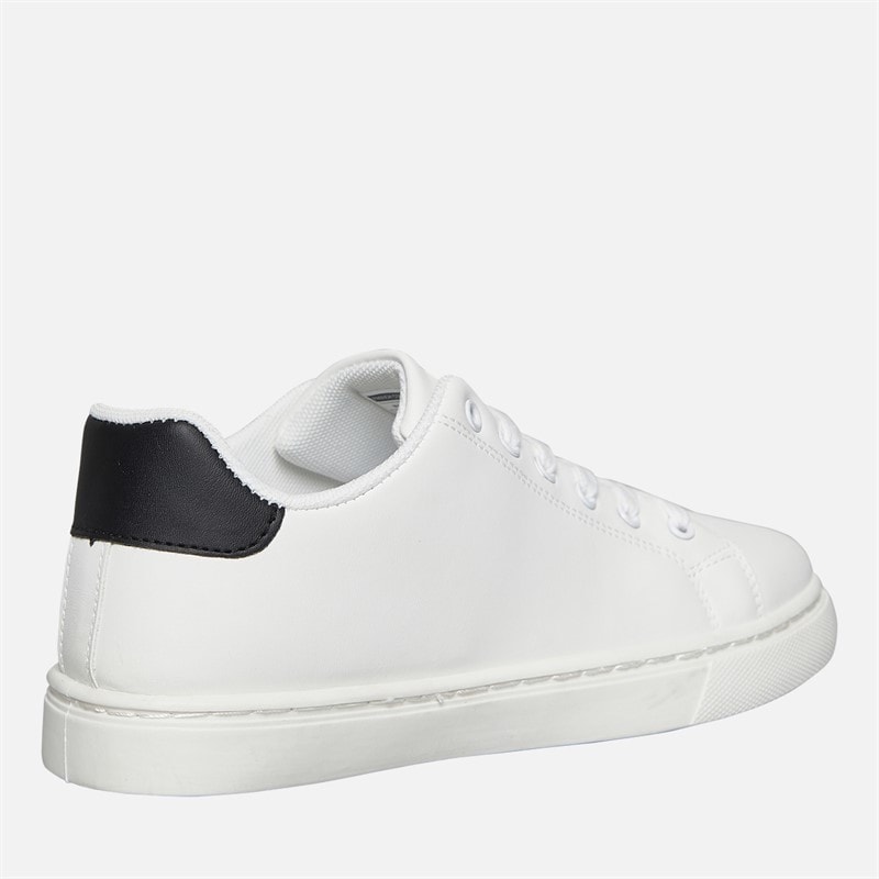 French Connection Boys Junior Contrast Heel Tennis Trainers White/Black/White Sole - Image 5