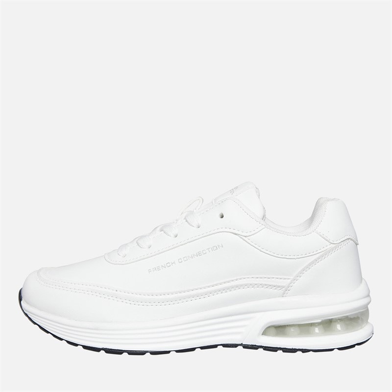French Connection Junior Suede Block Trainers White (Black Sole) - Image 1