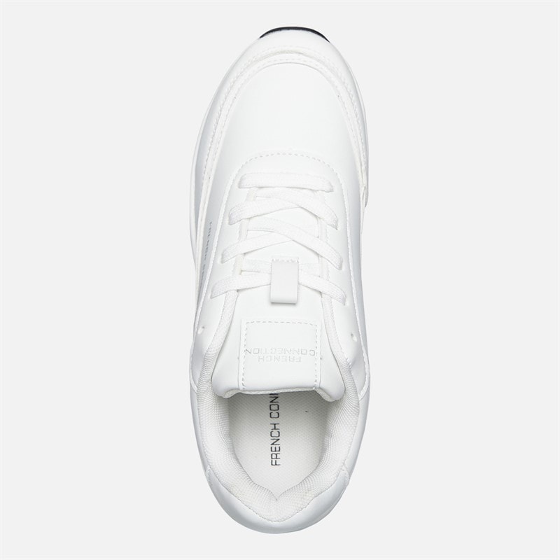 French Connection Junior Suede Block Trainers White (Black Sole) - Image 4