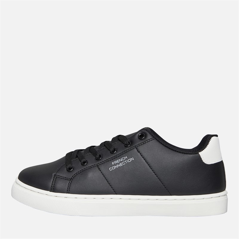 French Connection Boys Junior Contrast Heel Tennis Trainers Black/White/White Sole