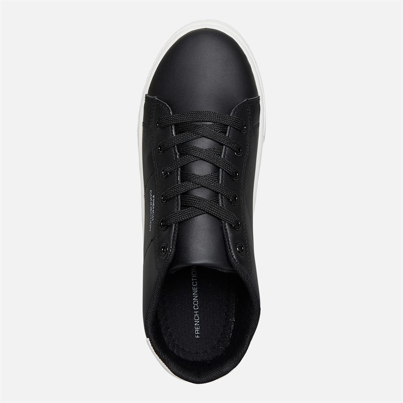 French Connection Boys Junior Contrast Heel Tennis Trainers Black/White/White Sole - Image 4