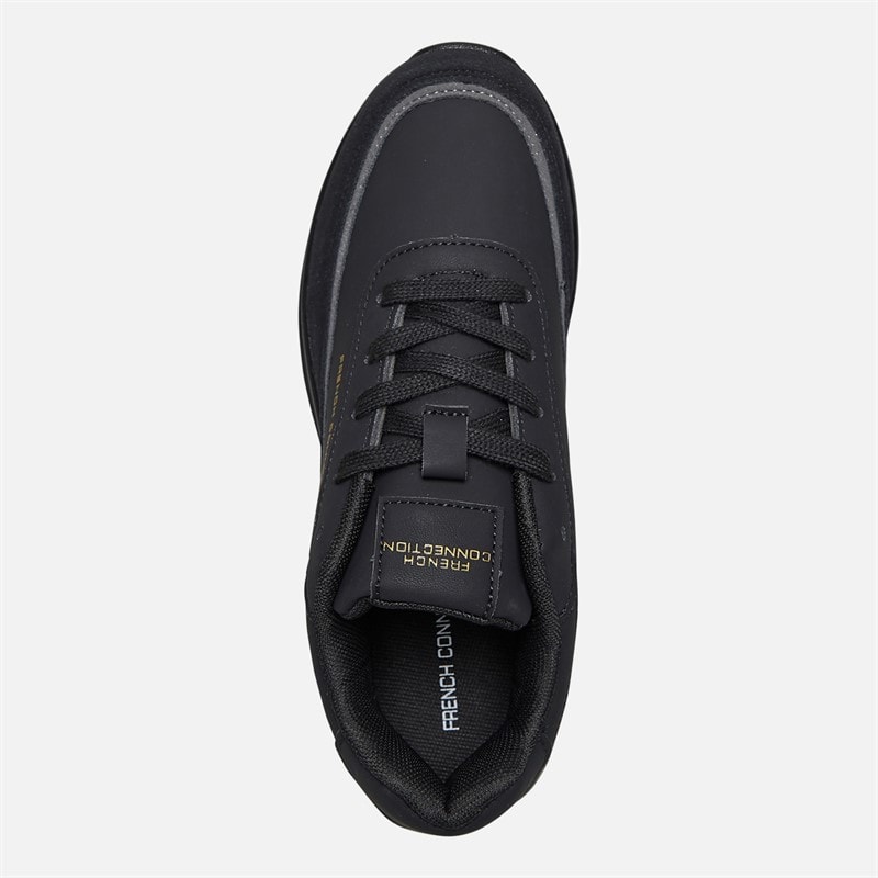 French Connection Junior Suede Block Trainers Black (Black Sole) - Image 4